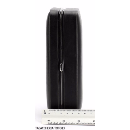 Boîte de cèdre vêtu de cuir noir pour 3 cigares, avec coupe - Accessoires Cigare