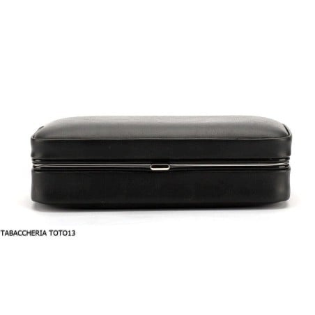 Boîte de cèdre vêtu de cuir noir pour 3 cigares, avec coupe - Accessoires Cigare