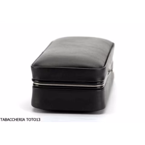 Boîte de cèdre vêtu de cuir noir pour 3 cigares, avec coupe - Accessoires Cigare